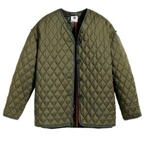 Peruvian Connection Quilted Jacket Size XL Button‎ Front Green